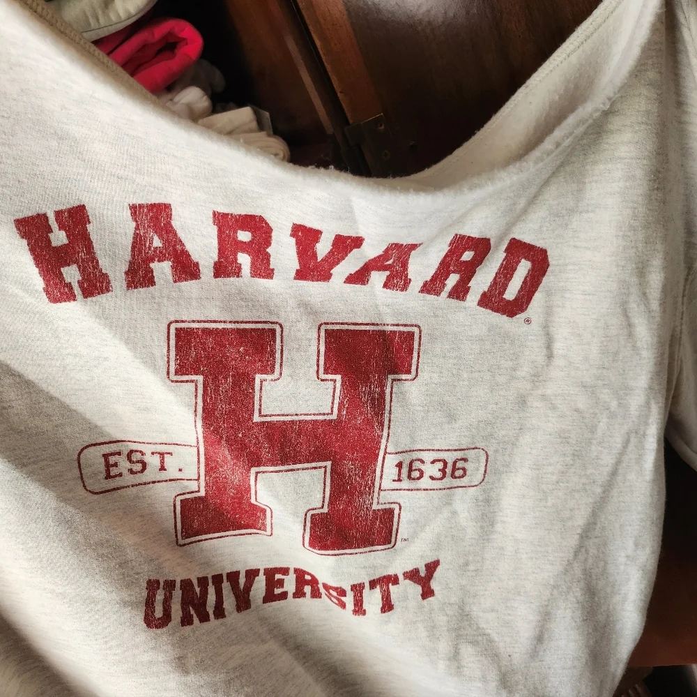 Harvard University Gray Off-Shoulder Sweatshirt - Picture 8 of 8